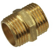 Niplu alama, racord 1/2, filet exterior-exterior