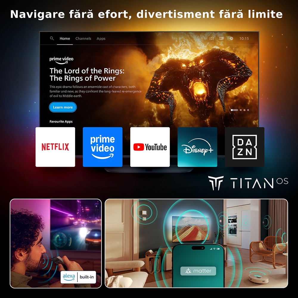 Televizor QD MiniLED Smart PHILIPS 55MLED920, Ultra HD 4K, HDR10+, 139cm
