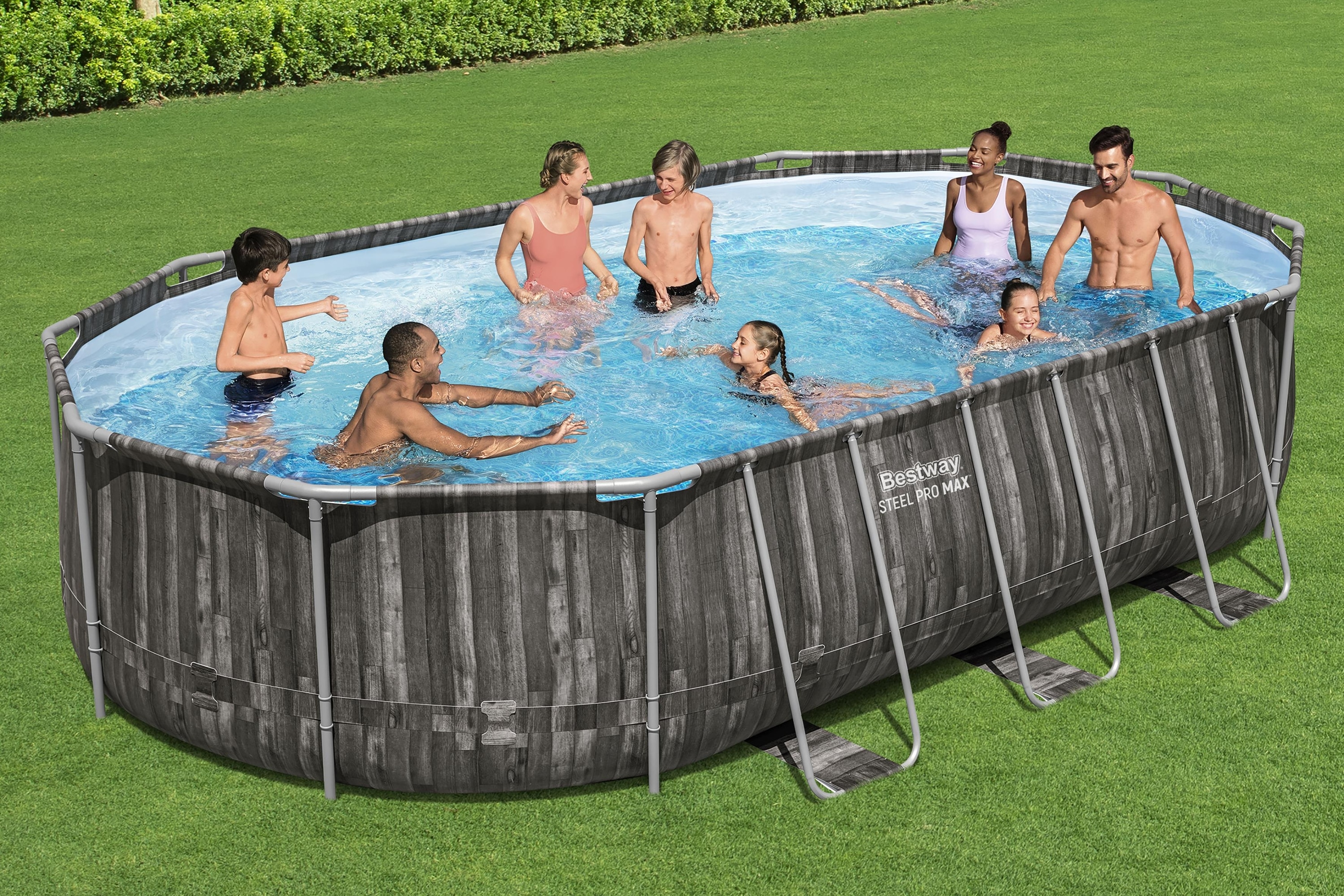 Piscina supraterana BESTWAY STEEL PRO MAX, ovala, cu pompa, 610x366x122cm, 20241L