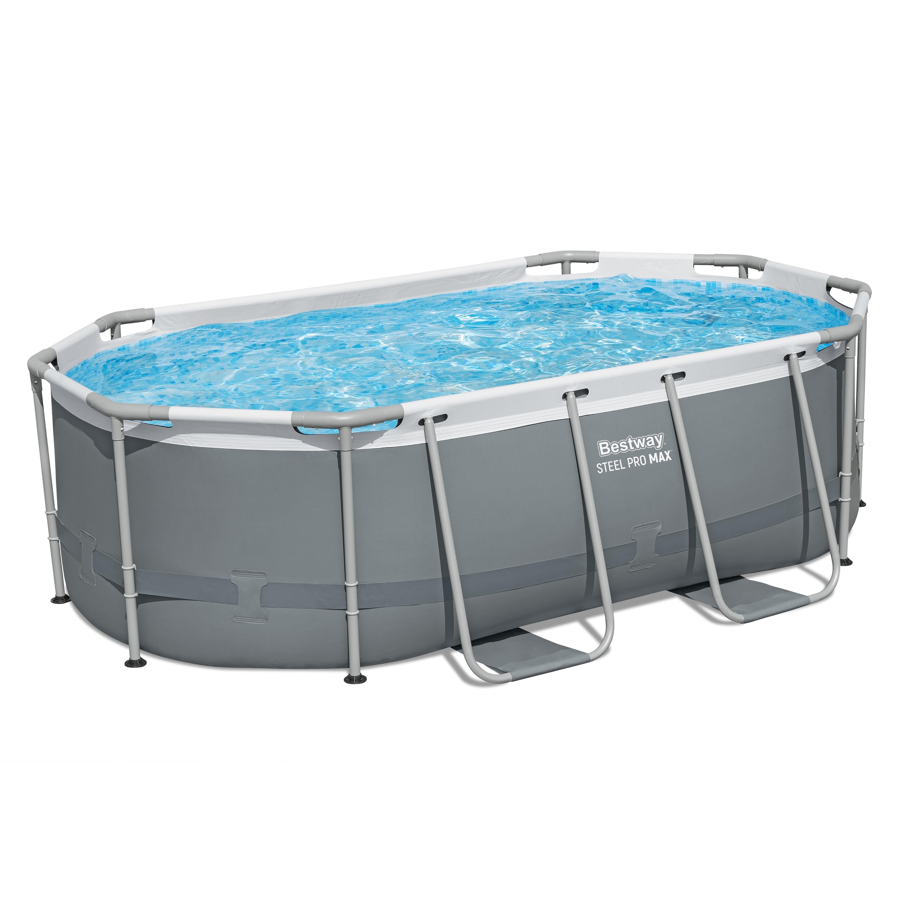 Piscina supraterana BESTWAY STEEL PRO MAX, ovala, cu pompa, gri, 305x200x84cm, 3668L