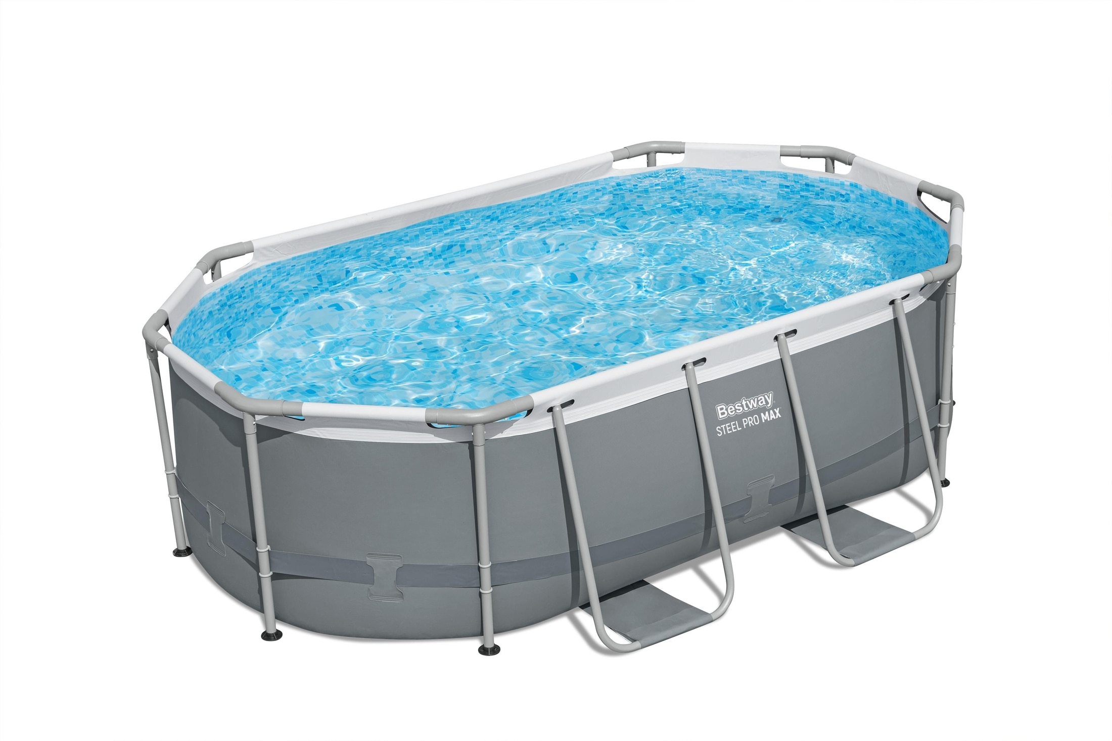 Piscina supraterana BESTWAY STEEL PRO MAX, ovala, cu pompa, gri, 305x200x84cm, 3668L