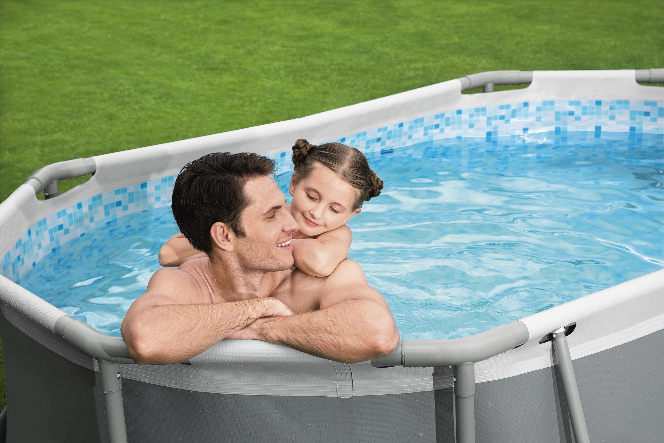 Piscina supraterana BESTWAY STEEL PRO MAX, ovala, cu pompa, gri, 305x200x84cm, 3668L