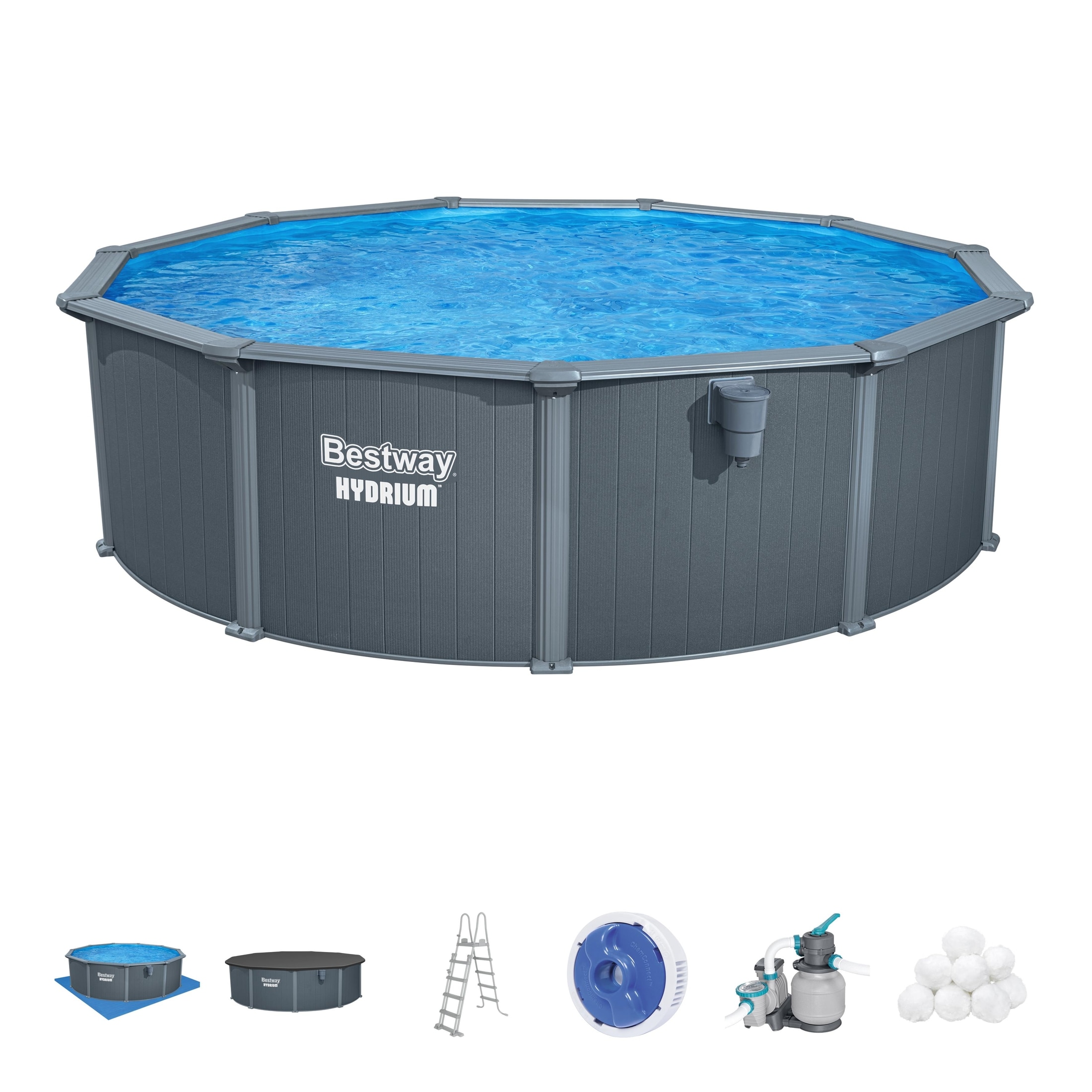 Piscina BESTWAY HYDRIUM, rotunda, otel galvanizat, 488x132 cm, 21490L