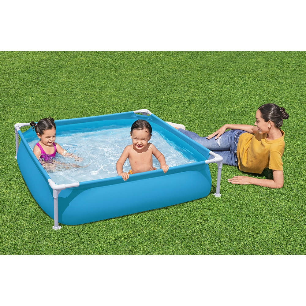 Piscina cu cadru metalic pentru copii BESTWAY, 2 ani+, patrata, 122 x 122 x 30.3 cm, 365L