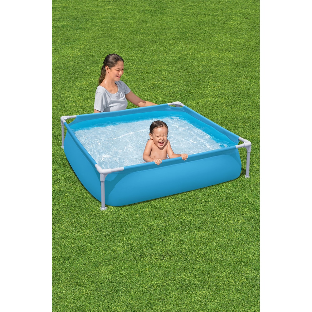 Piscina cu cadru metalic pentru copii BESTWAY, 2 ani+, patrata, 122 x 122 x 30.3 cm, 365L