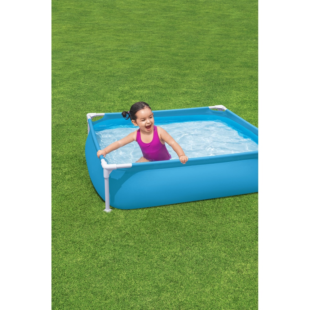 Piscina cu cadru metalic pentru copii BESTWAY, 2 ani+, patrata, 122 x 122 x 30.3 cm, 365L