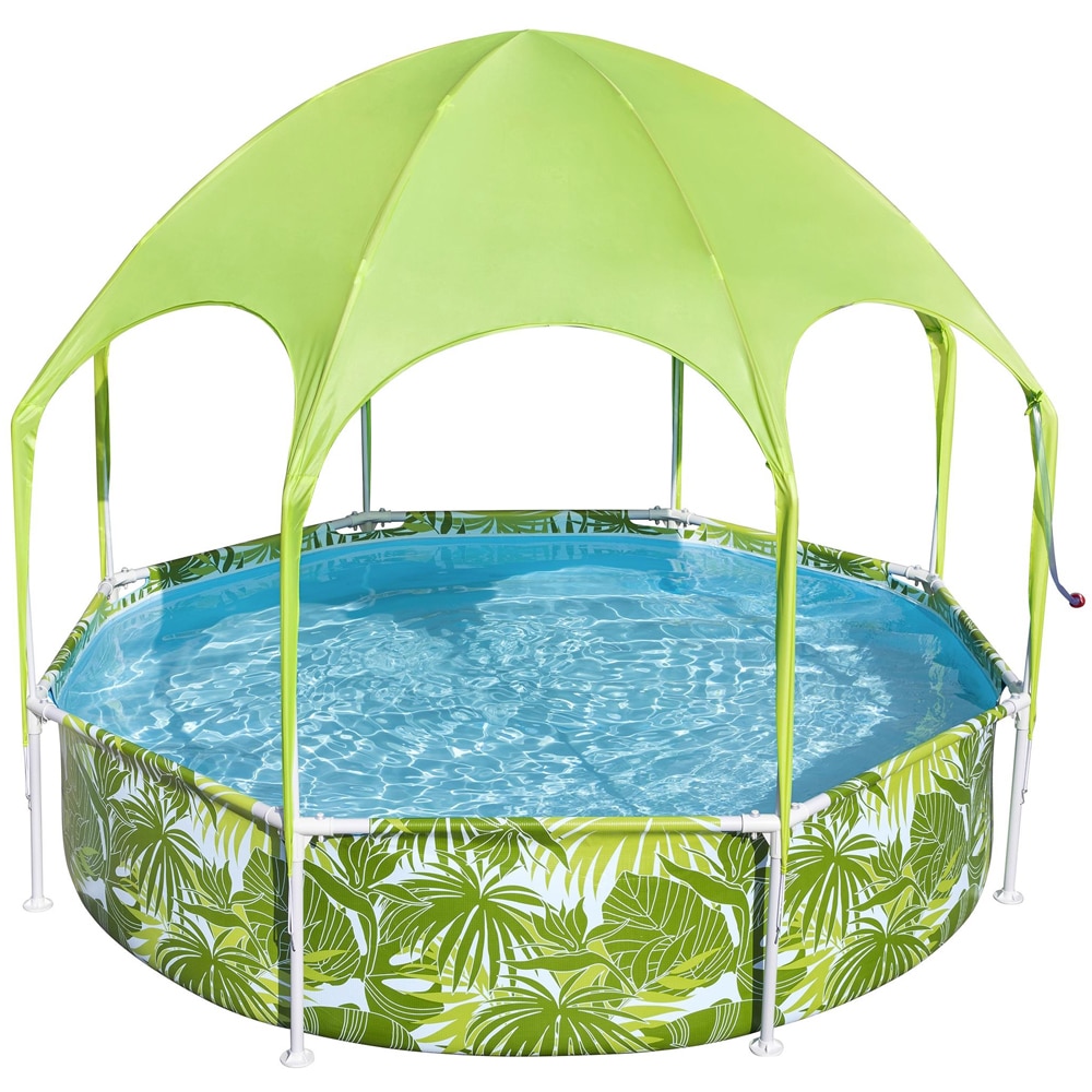Piscina cu cadru metalic si acoperis BESTWAY Steel Pro, rotunda, 244 x 51 cm, 1688L