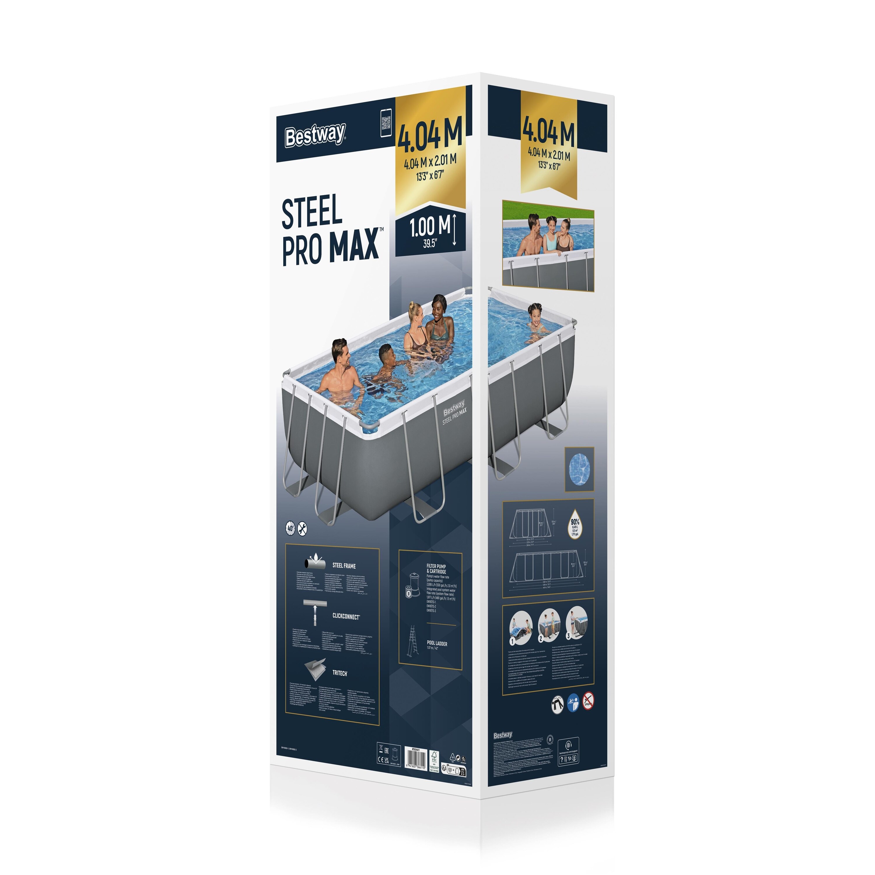 Piscina supraterana BESTWAY STEEL PRO MAX, dreptunghiulara, 404x201x100 cm, 6478L