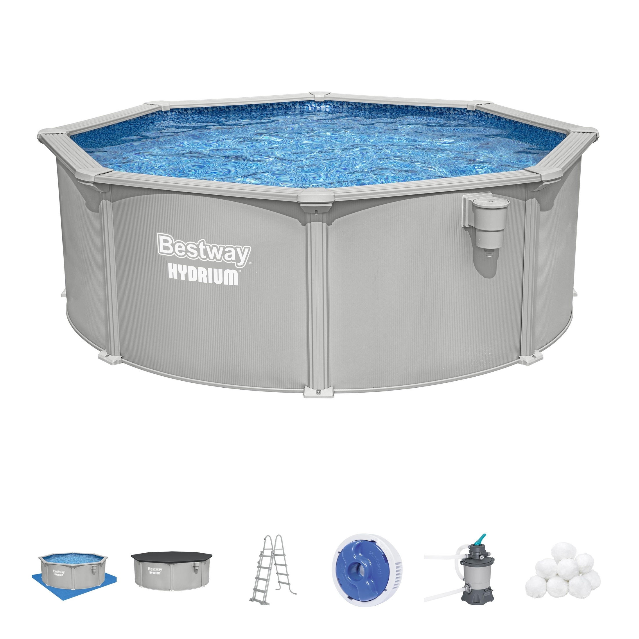 Piscina supraterna BESTWAY HYDRIUM, rotunda, otel galvanizat, 366x122 cm, 10990L