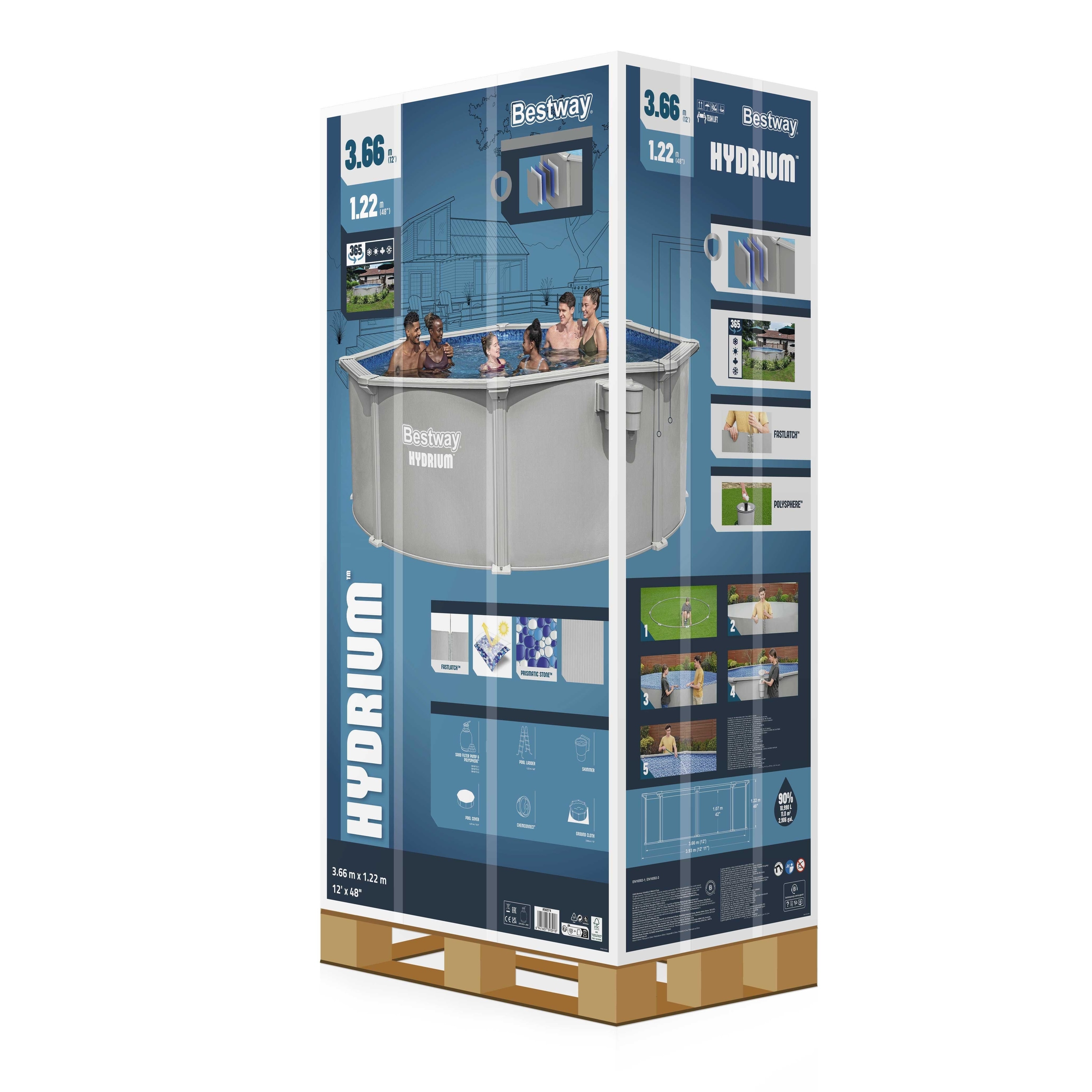 Piscina supraterna BESTWAY HYDRIUM, rotunda, otel galvanizat, 366x122 cm, 10990L