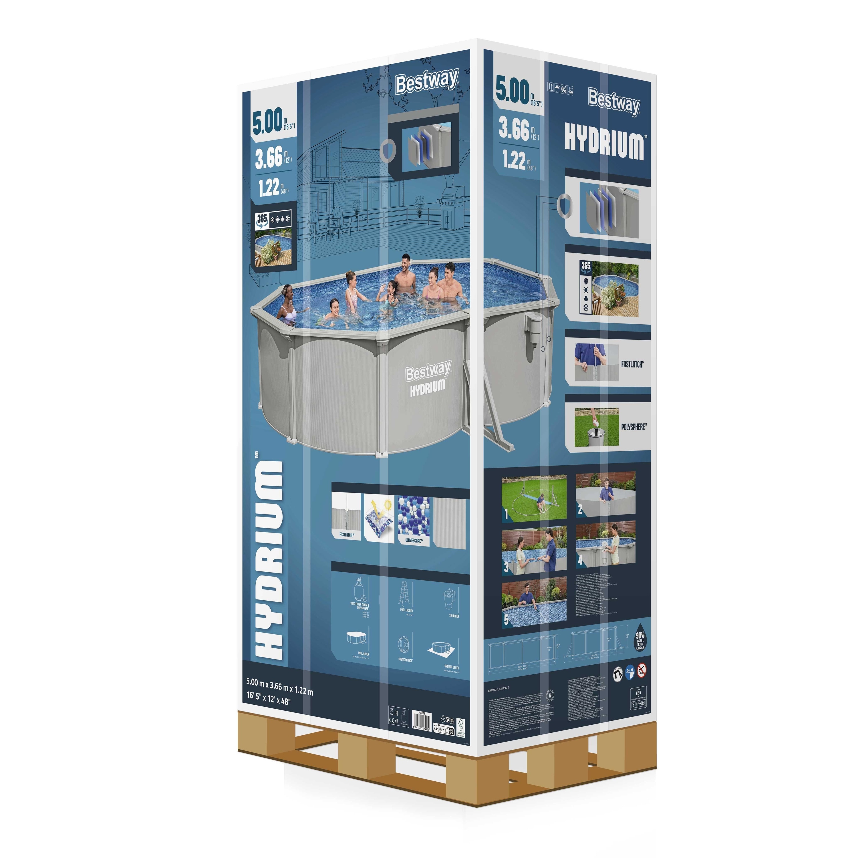 Piscina supraterana BESTWAY HYDRIUM, ovala, otel galvanizat, 500x366x122 cm, 16296L