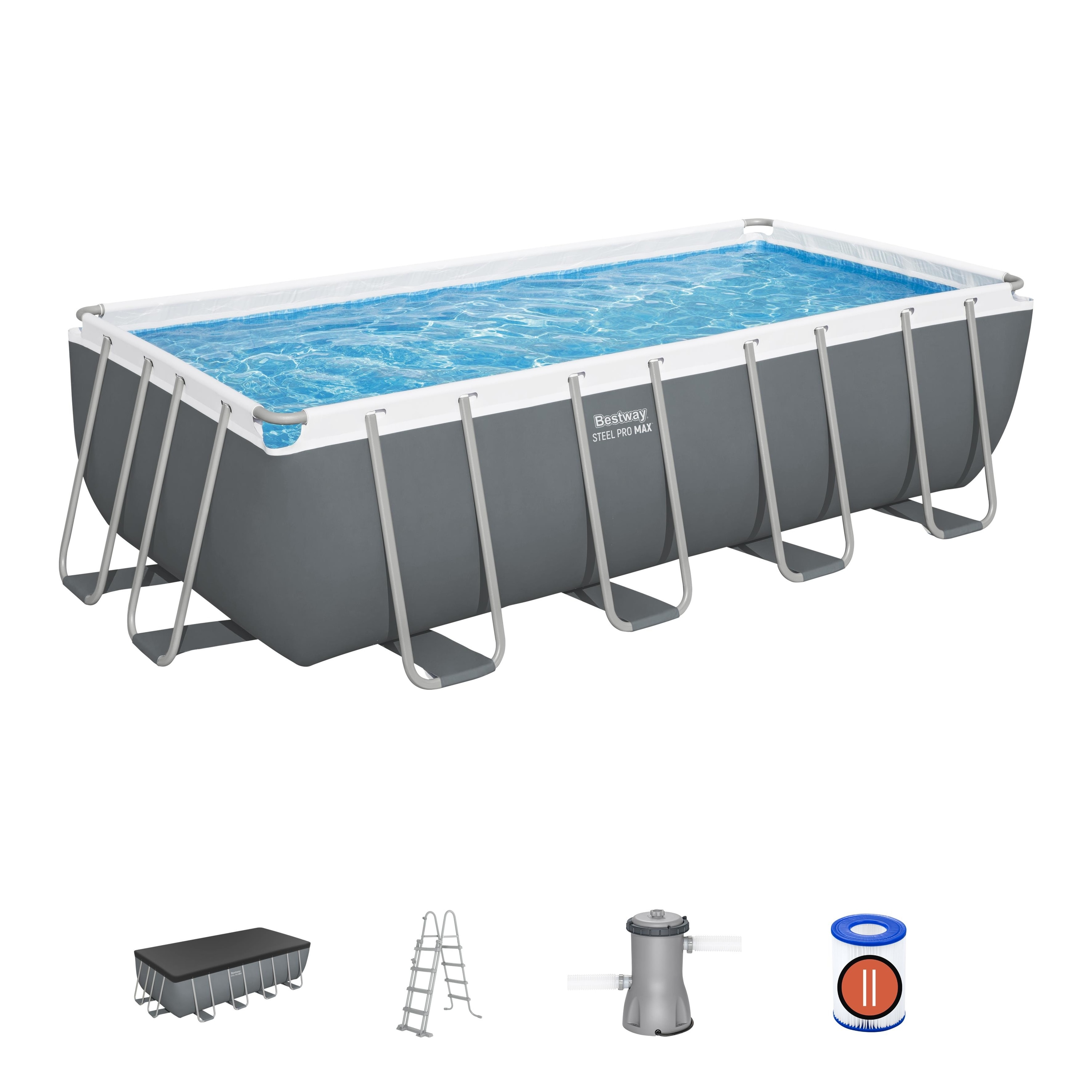 Piscina dreptunghiulara BESTWAY STEEL PRO MAX, 488x244x122 cm, 11532L