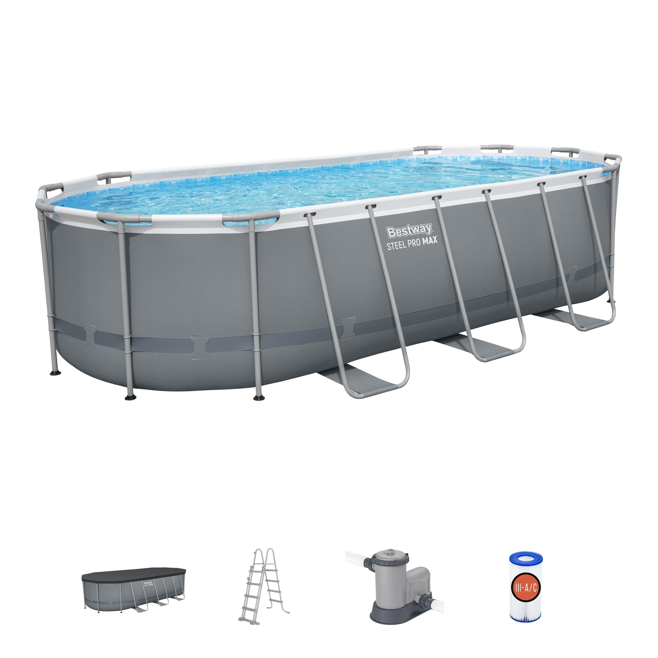 Piscina supraterana ovala BESTWAY STEEL PRO MAX, 549x274x122 cm, 13430L