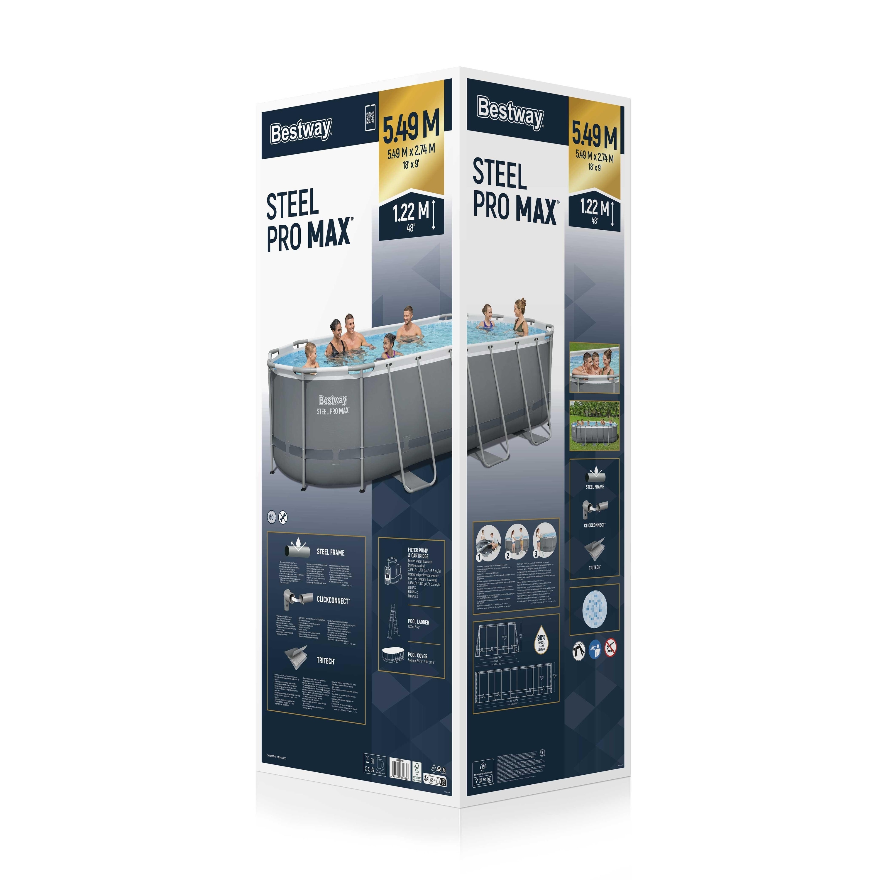 Piscina supraterana ovala BESTWAY STEEL PRO MAX, 549x274x122 cm, 13430L