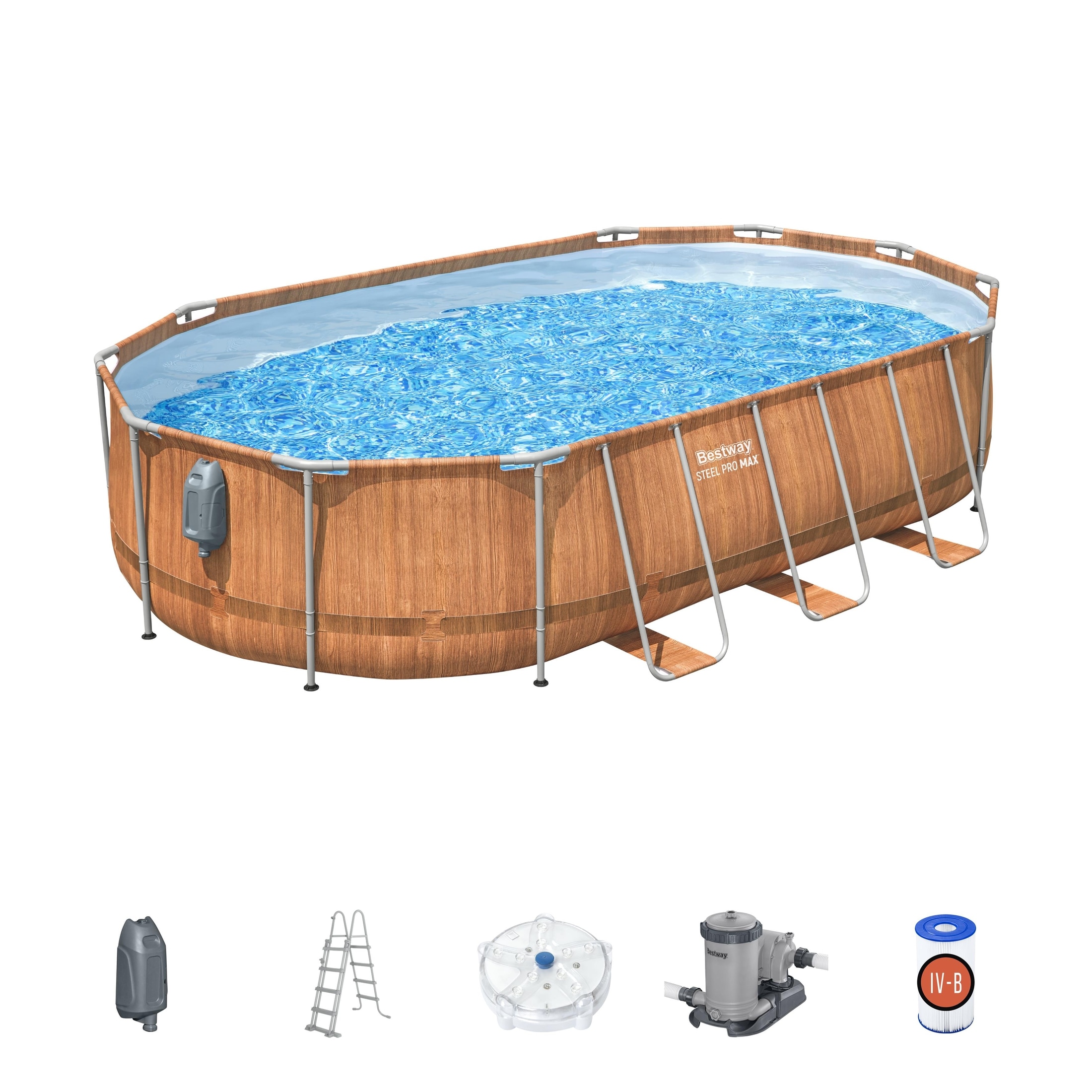 Piscina supraterana BESTWAY STEEL PRO MAX Comfort Jet Series, ovala, 610x366x122 cm, 20241L