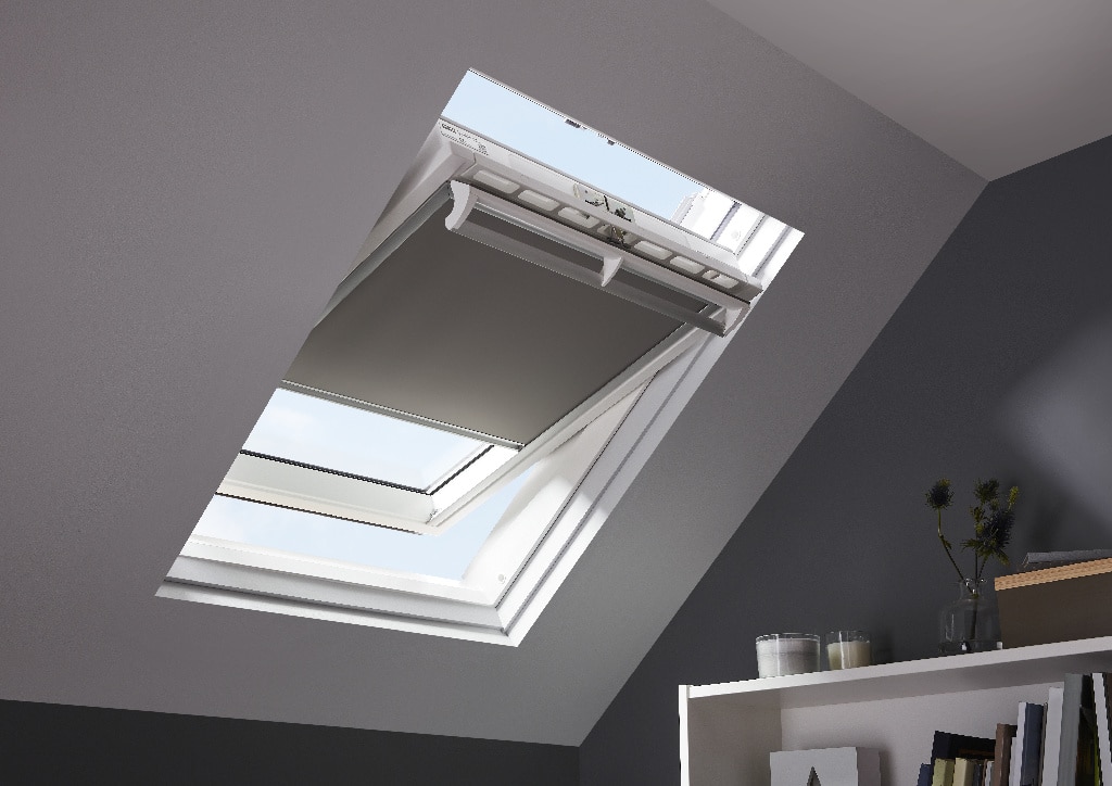 Roleta poliester, gri, 78 x 98 cm • Velux