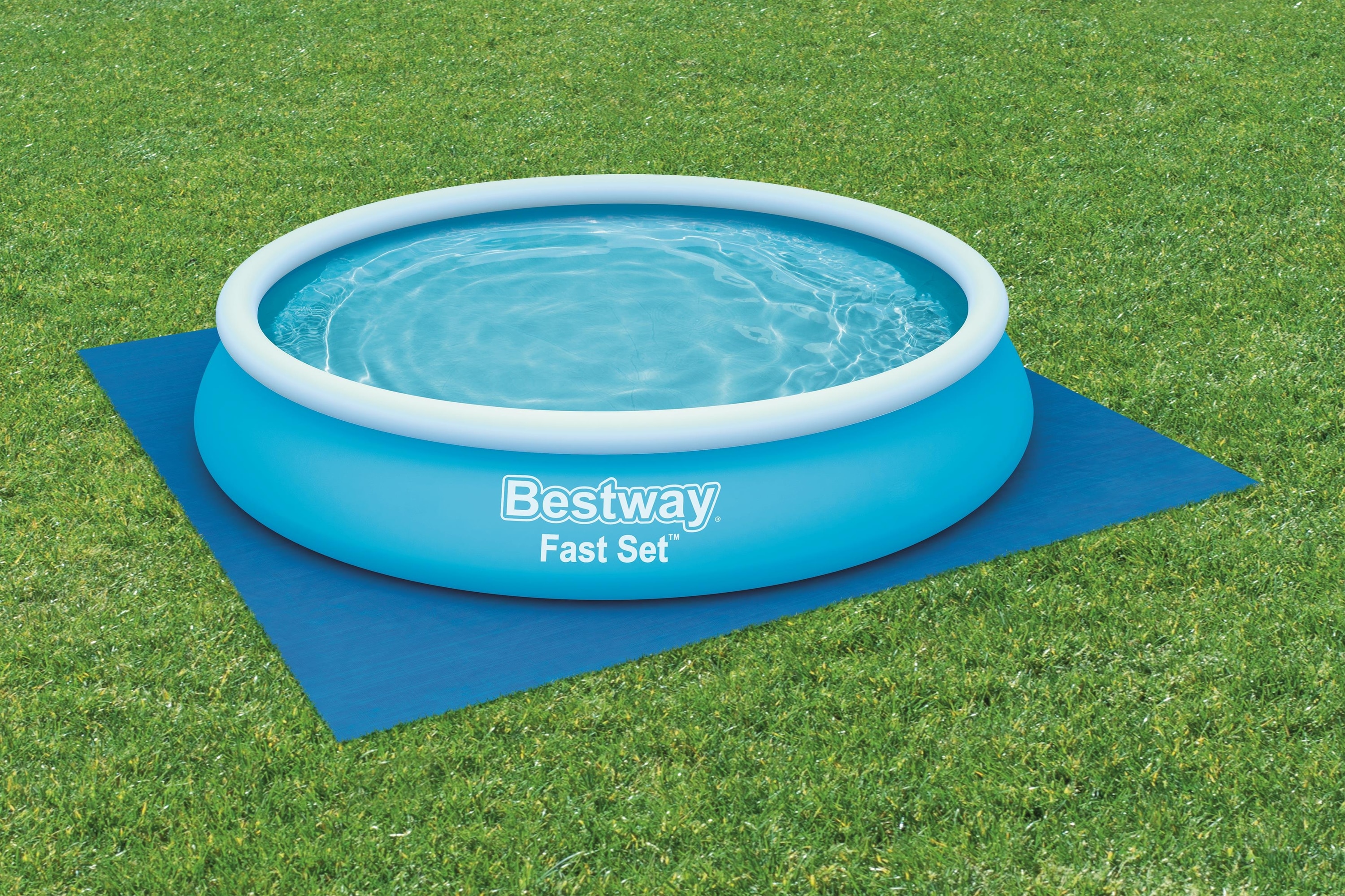 Folie protectie sol pentru piscina BESTWAY, diametru maxim 366 cm, 396x396 cm, albastru