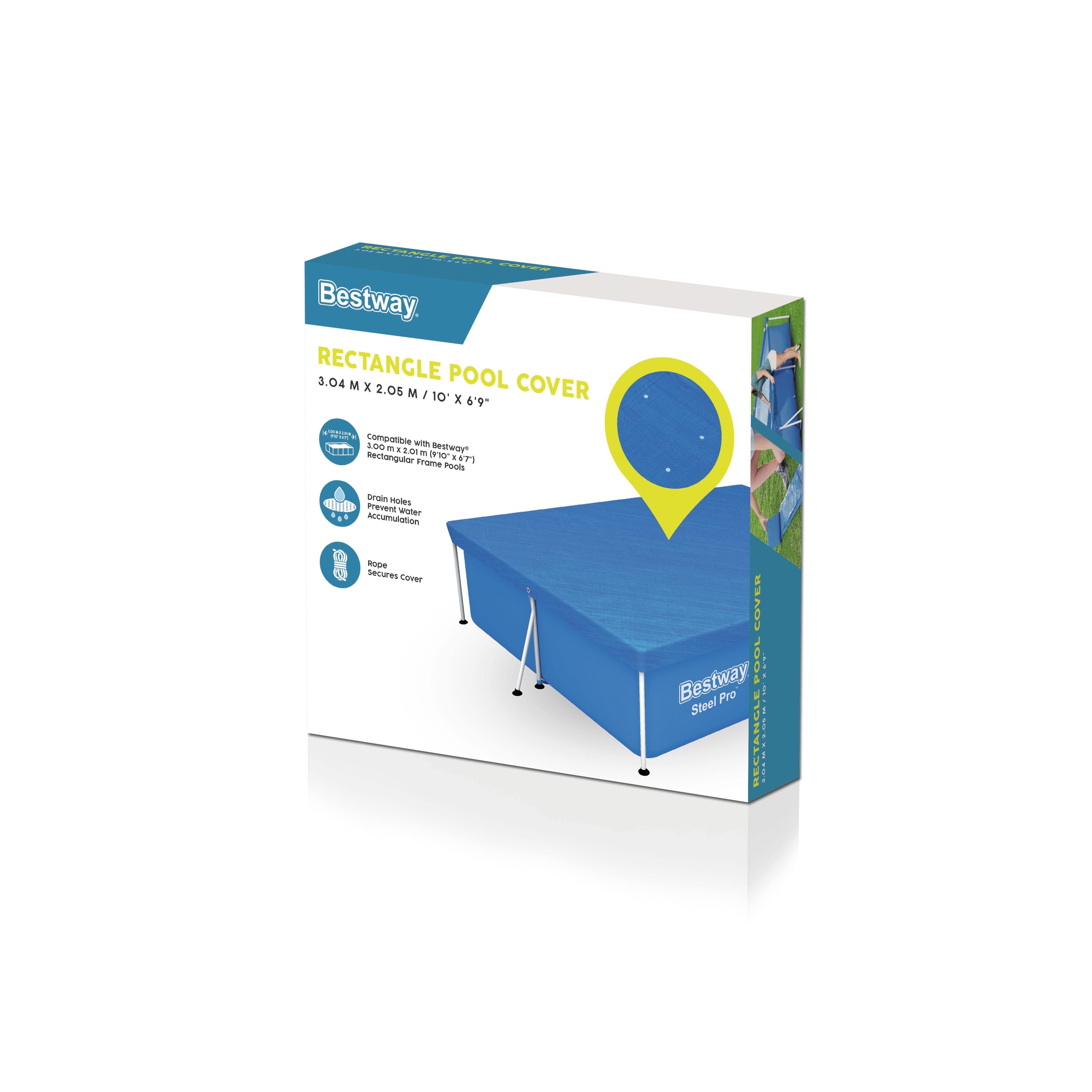 Prelata pentru piscina BESTWAY, cu cadru, dreptunghiulara, compatibil Bestway Frame 300x201 cm, albastru