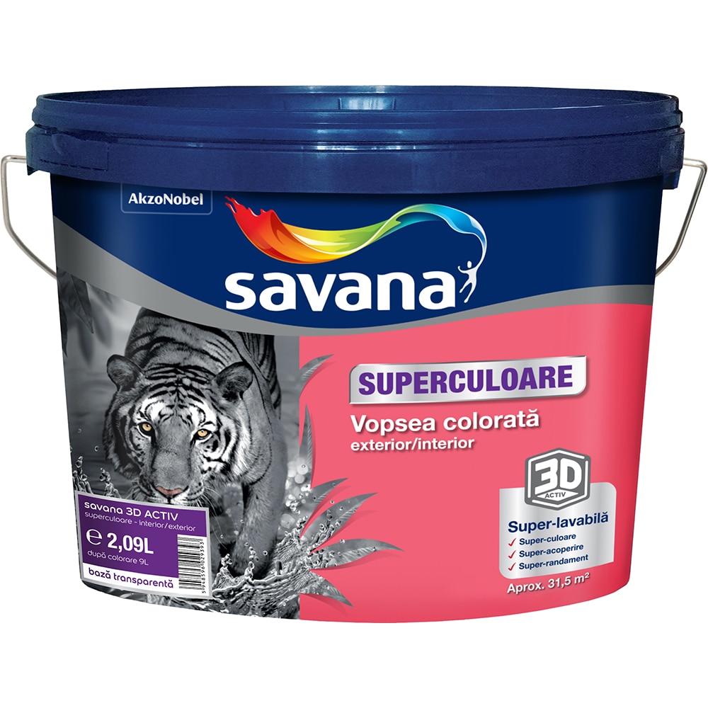 Baza de colorare Savana SuperCuloare, pentru interior/exterior, transparenta, 2.09l