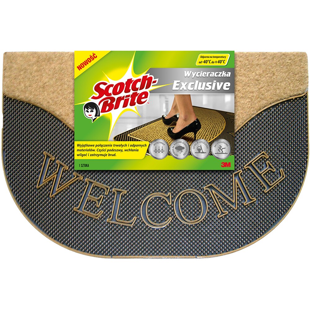 Covoras intrare SCOTCH-BRITE Welcome, cauciuc, 65 x 45 cm, maro
