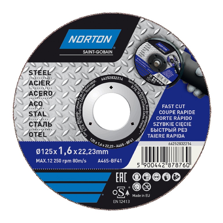 Disc pentru taiere metal Norton, 125 x 1.6 mm