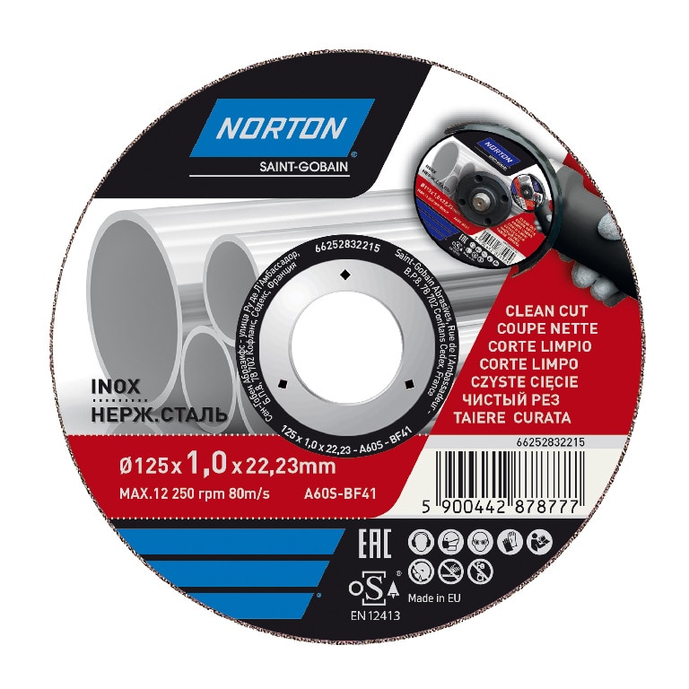 Disc pentru taiare inox, 125 x 1.9 mm • Norton