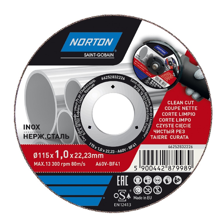 Disc pentru taiere inox Norton, 115 x 1 mm
