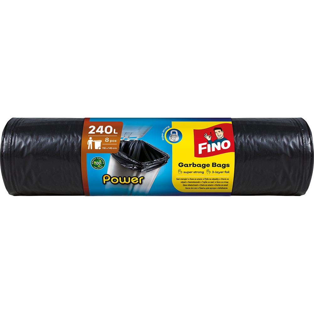 Saci menajeri FINO Power, 8 bucati, 240 l, negru