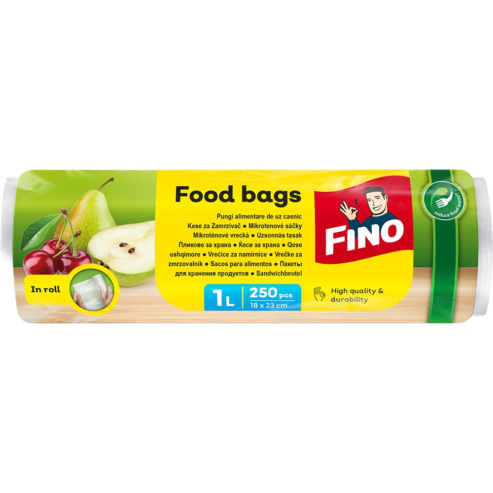 Pungi alimentare FINO, 1l, 18 x 23 cm, 250 bucati