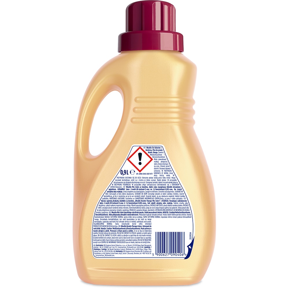 Detergent lichid WOOLITE Keratin Mix Colors, 0.9 l, 15 spalari