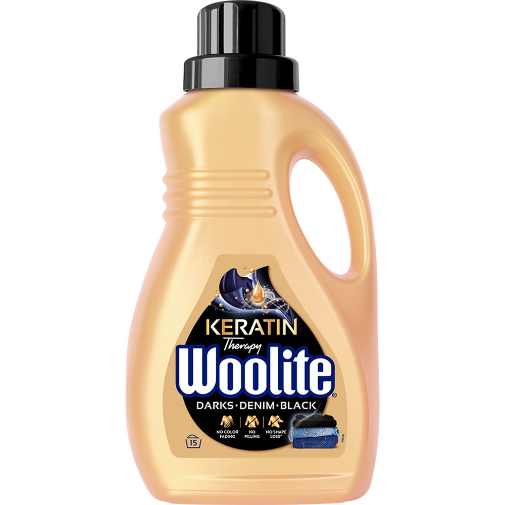 Detergent lichid WOOLITE Keratin Darks, 0.9 l, 15 spalari