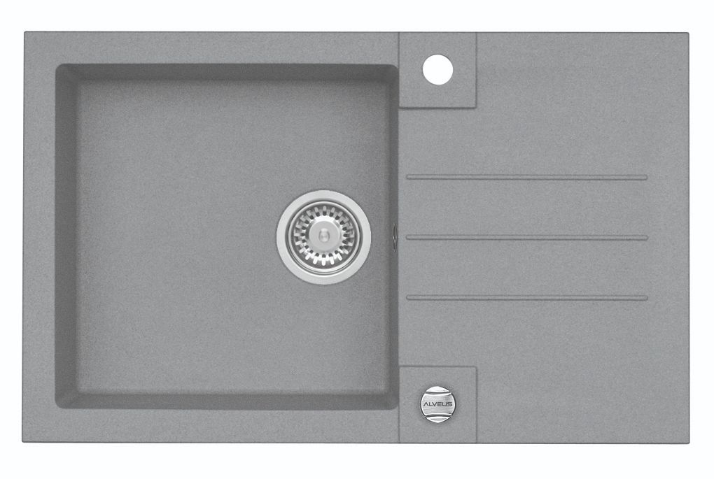 Set chiuveta bucatarie compozit si baterie, reversibila, Rock 130, 78 x 48 cm Alveus
