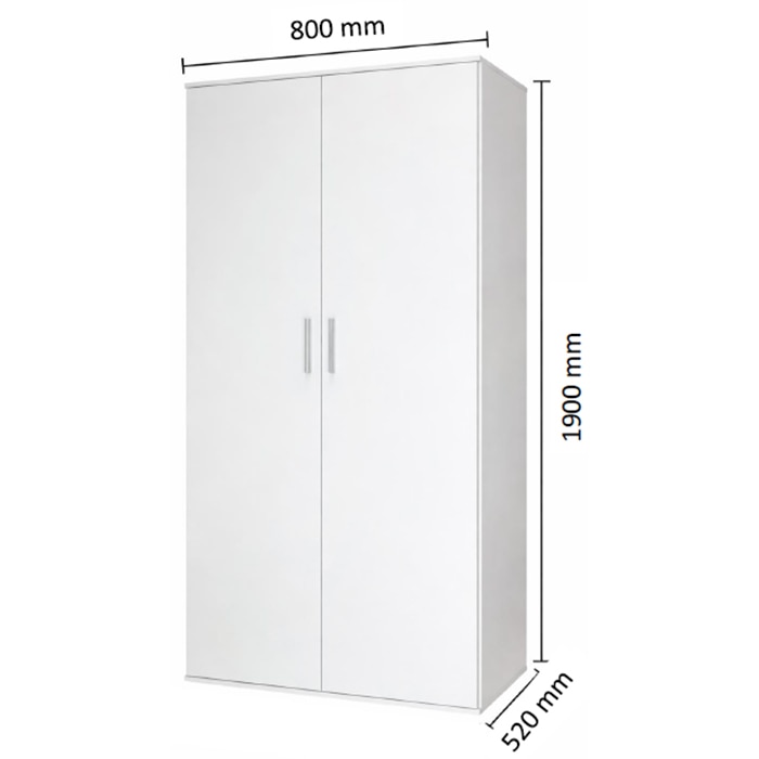 Dulap haine Blanka, 2 usi, 80 x 52 x 190 cm, alb