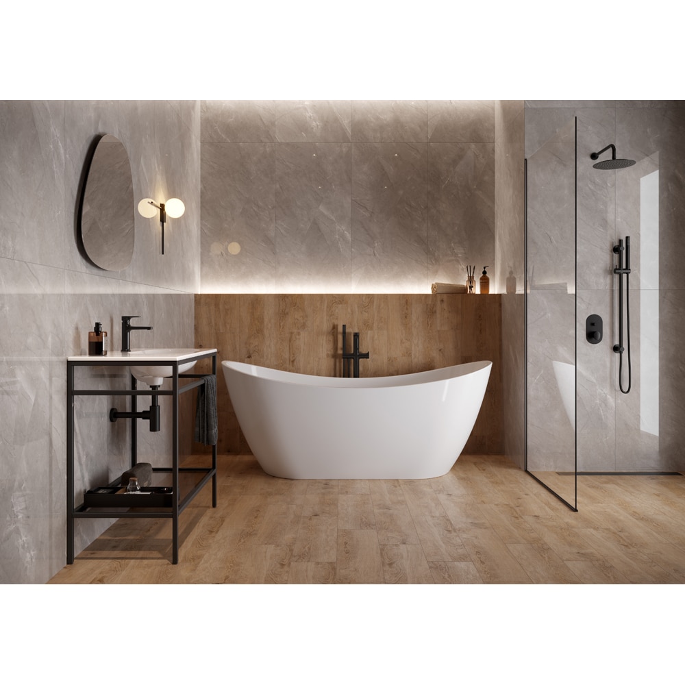 Gresie interior/exterior CERSANIT Stone Veins Grey Polished Rect, 60 x 120 cm, 8.5 mm, 1.44m2/cutie, PEI 3
