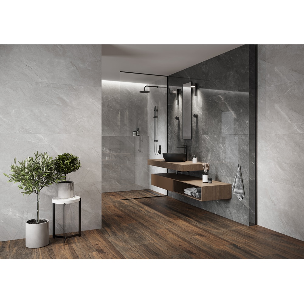 Gresie interior/exterior CERSANIT Stone Veins Grey Polished Rect, 60 x 120 cm, 8.5 mm, 1.44m2/cutie, PEI 3