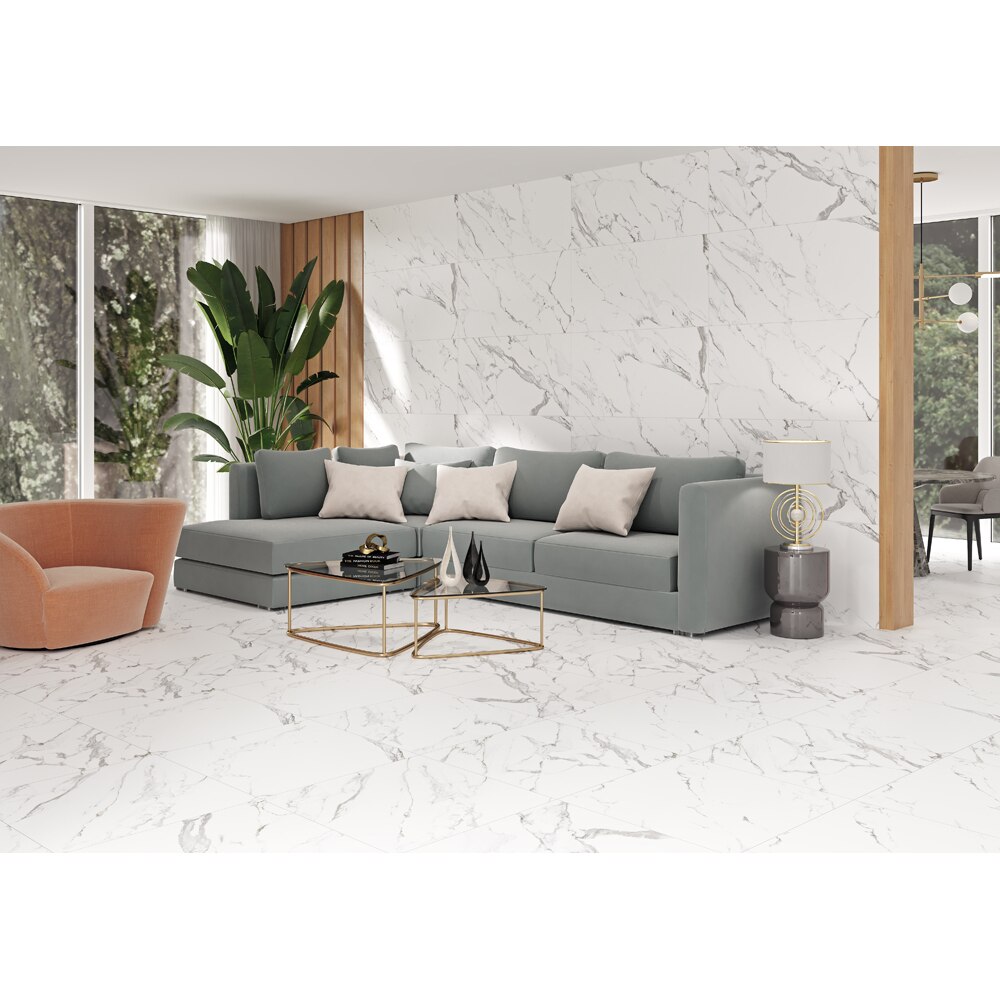 Gresie interior/exterior CERSANIT Atlantis White Satin Rect, 29.8 x 59.8 cm, 8 mm, 1.07m2/cutie, PEI 5
