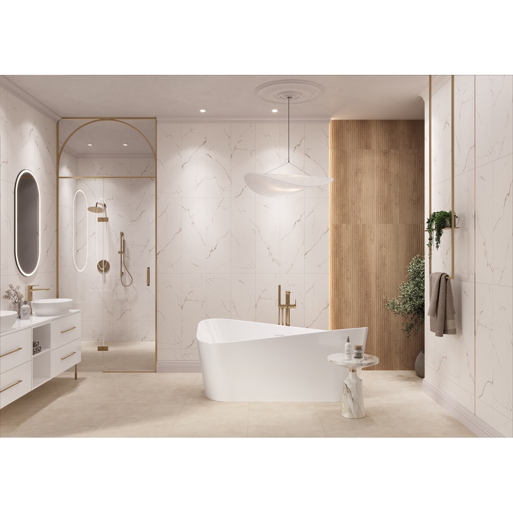 Fraianta interior Cersanit Side Calacatta Stone, 29 x 89 cm, 1.29 mp/cutie, alb