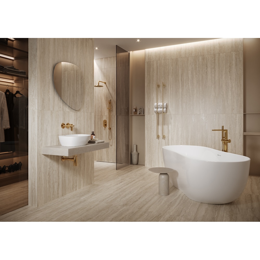 Gresie interior/exterior Cersanit Travertin Soul, 120 x 60 cm, 1.43 mp/cutie, bej