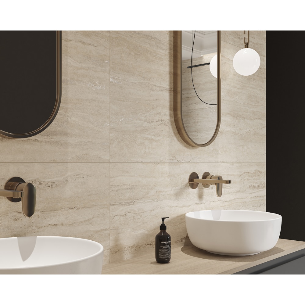 Gresie interior/exterior Cersanit Travertin Soul, 120 x 60 cm, 1.43 mp/cutie, bej