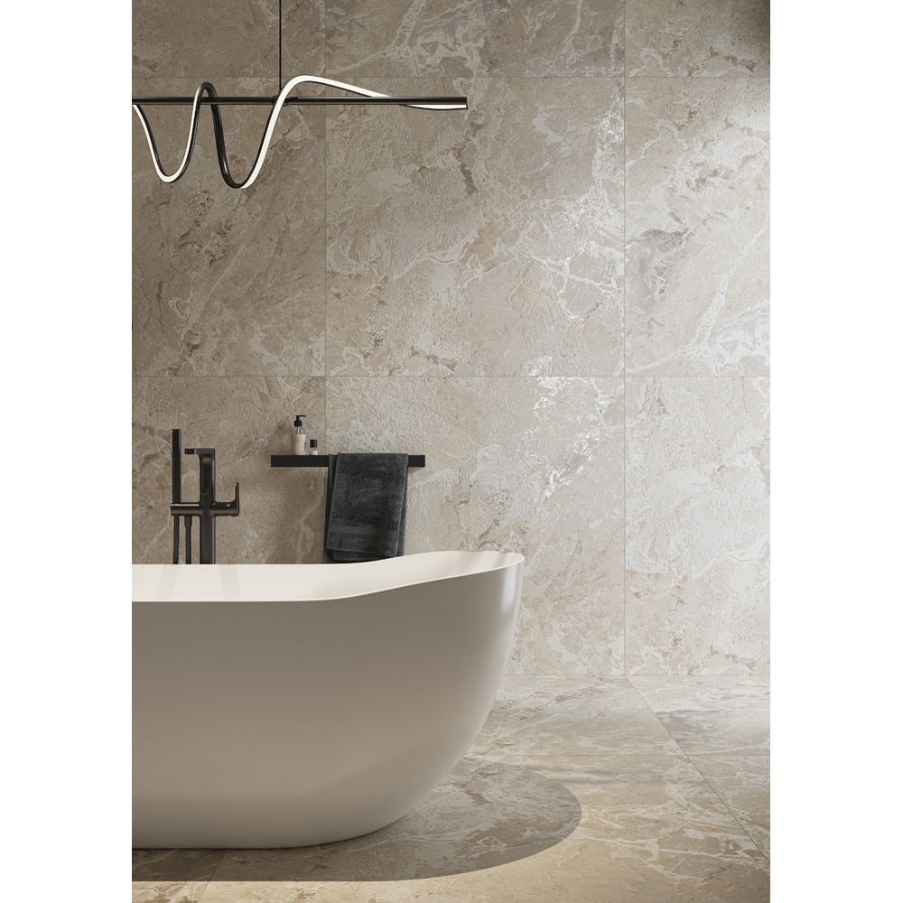 Gresie interior/exterior CERSANIT Vilroy Cream Matt Brushed Rect, 59.8 x 119.8 cm, 8 mm, 1.43m2/cutie, PEI 4