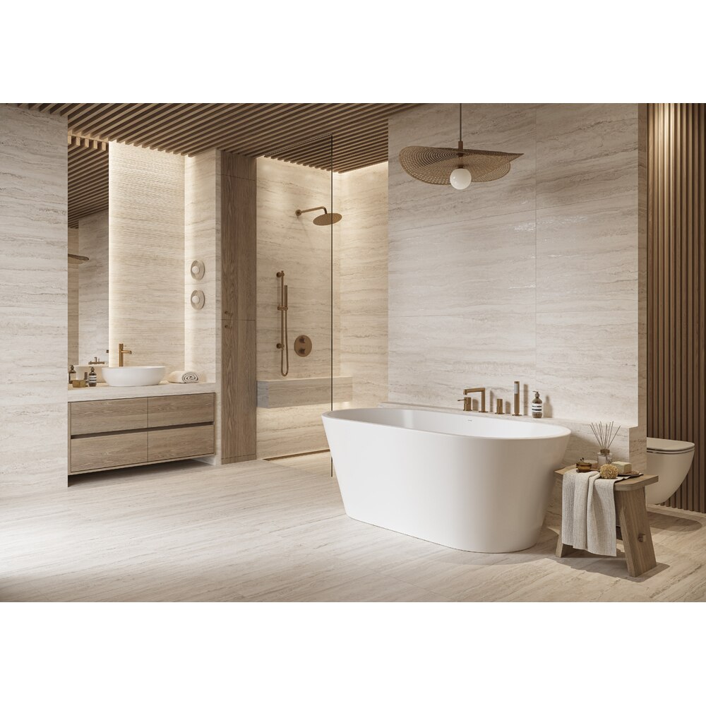 Gresie interior/exterior CERSANIT Liv Travertino Classico Cream Str Matt Rect, 59.8 x 119.8 cm, 8 mm, 1.43m2/cutie, PEI 4
