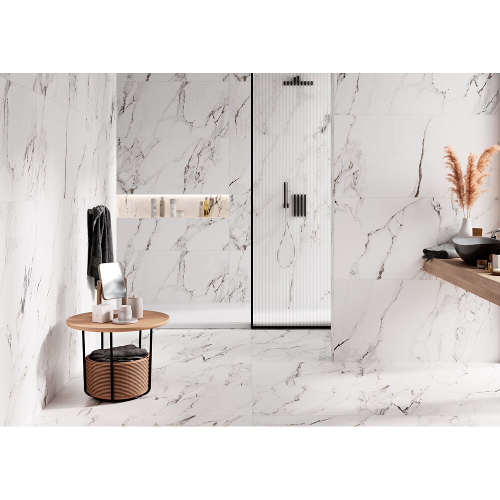 Gresie interior/exterior CERSANIT Cameron White Satin Rect, 59.8 x 59.8 cm, 8 mm, 1.07m2/cutie, PEI 4