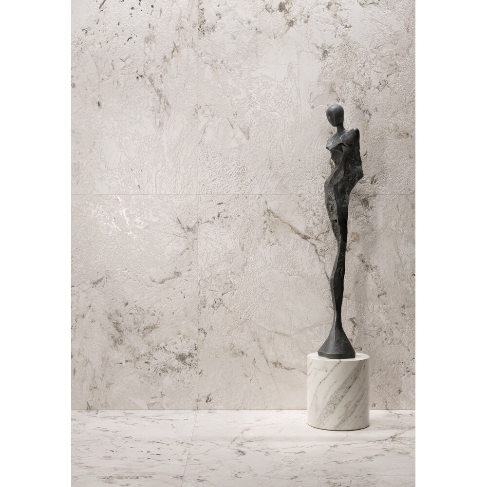 Gresie interior/exterior CERSANIT Tessuo Stone White Matt Brushed Rect, 59.8 x 119.8 cm, 8 mm, 1.43m2/cutie, PEI 4