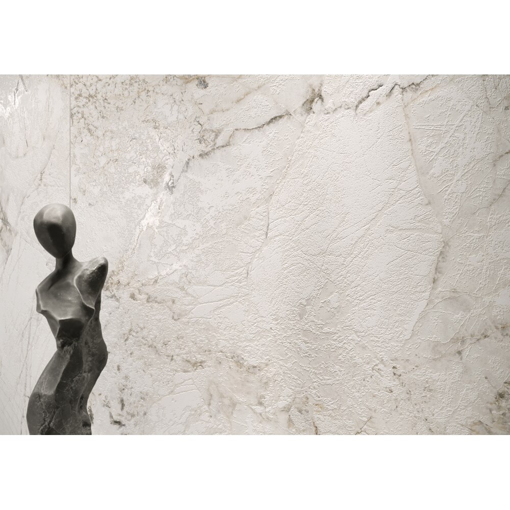 Gresie interior/exterior CERSANIT Tessuo Stone White Matt Brushed Rect, 59.8 x 119.8 cm, 8 mm, 1.43m2/cutie, PEI 4
