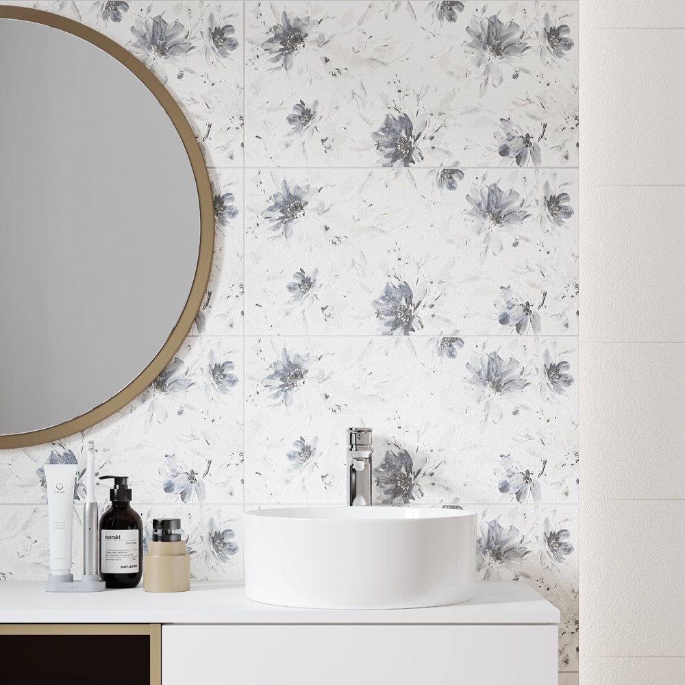 Fraianta interior Cersanit Floral Landscape Motive, 29.8 x 59.8 cm, 1.25 mp/cutie, alb