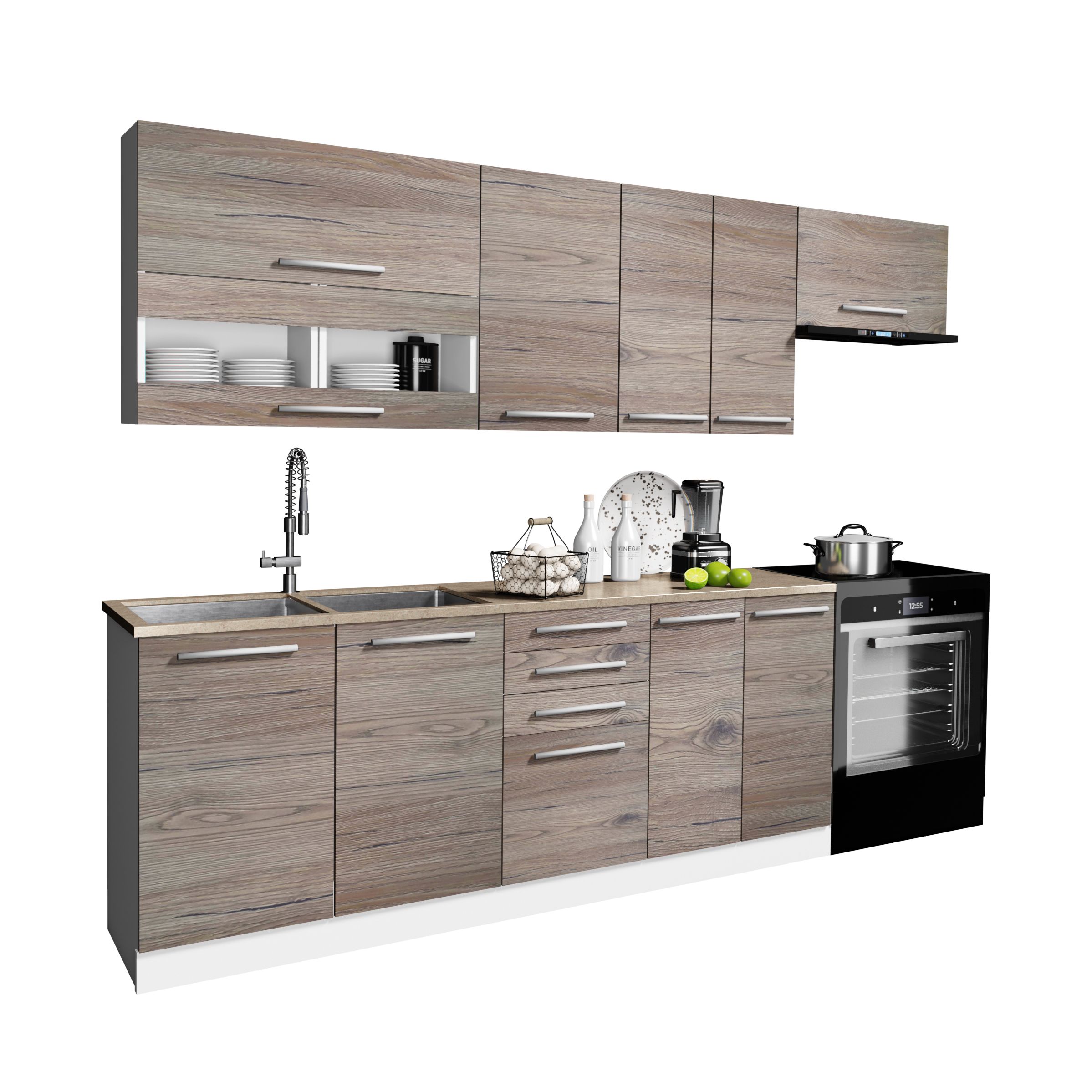 Kit bucatarie, stejar, 240 cm • Como