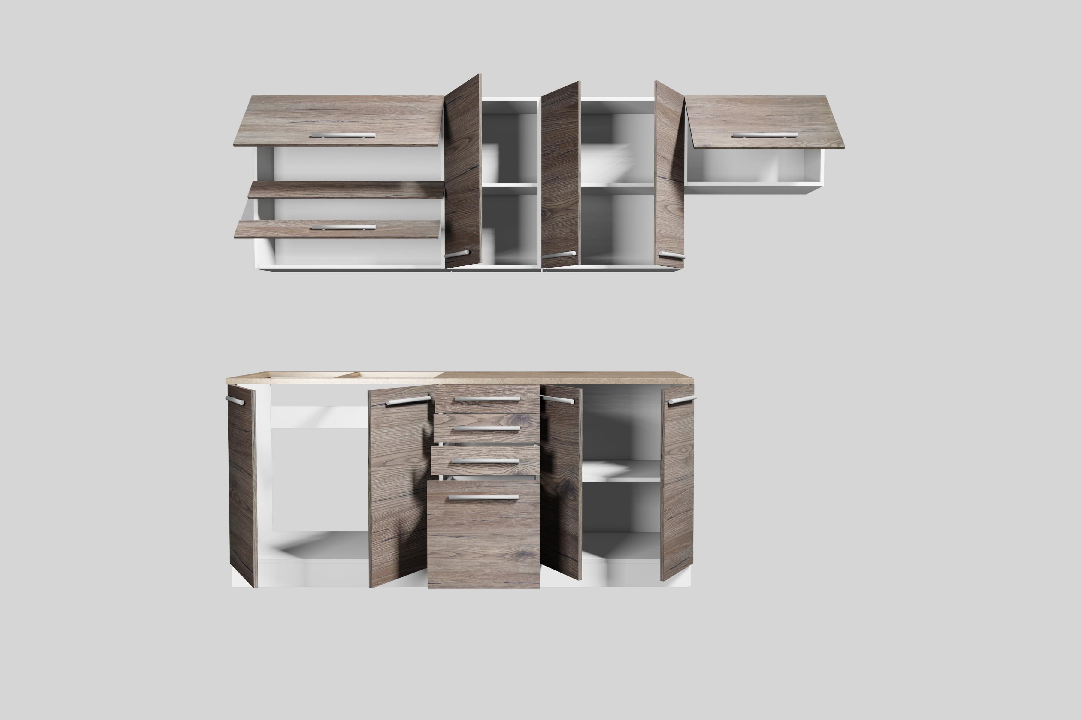 Kit bucatarie, stejar, 240 cm • Como