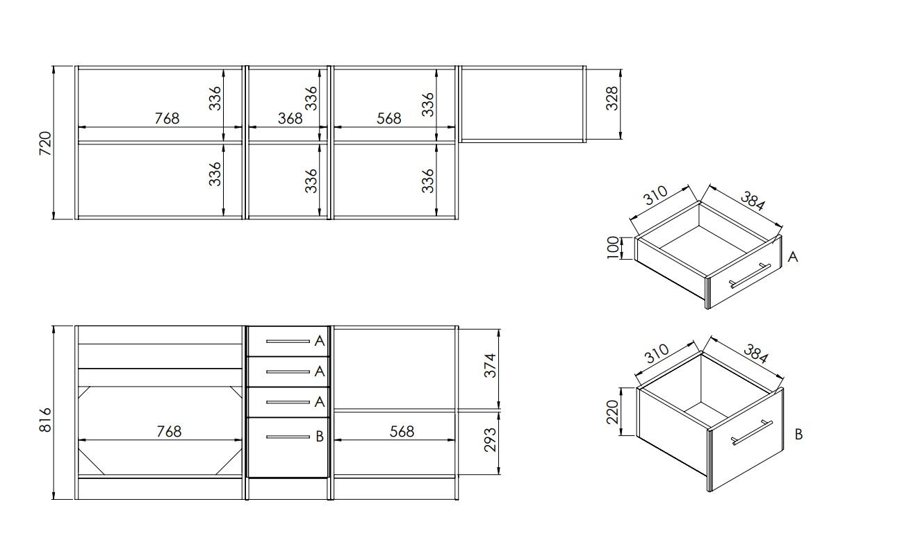 Kit bucatarie, stejar, 240 cm • Como