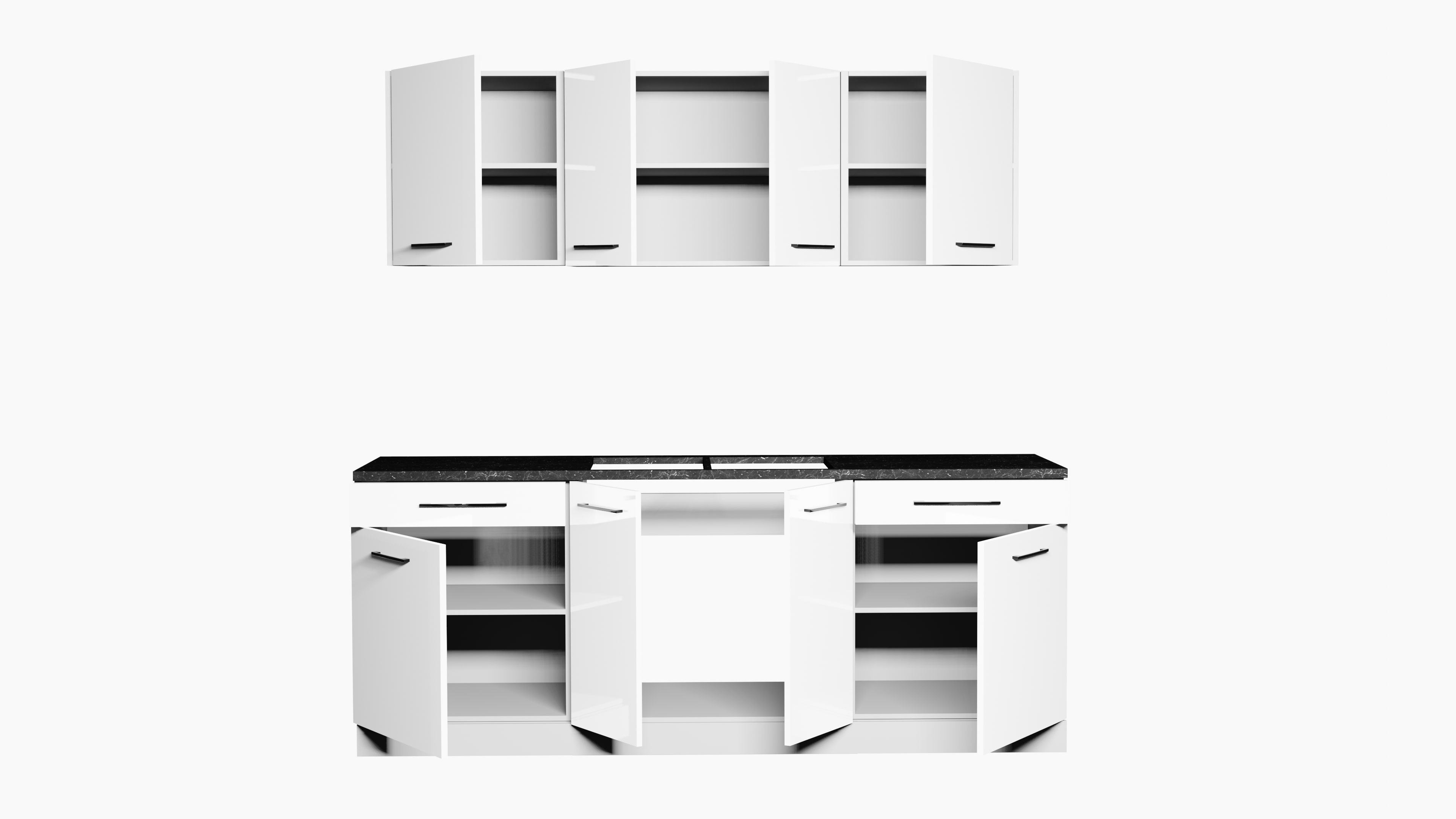 Kit bucatarie, alb, 200 cm Roxane