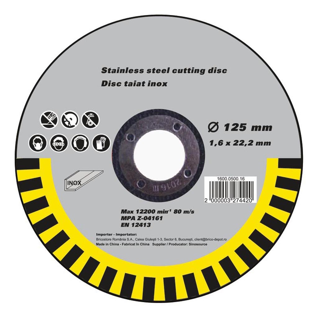 Disc taiere inox 125 x 1.6 mm